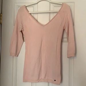 Guess deep v light pink/rose colored dressy top.